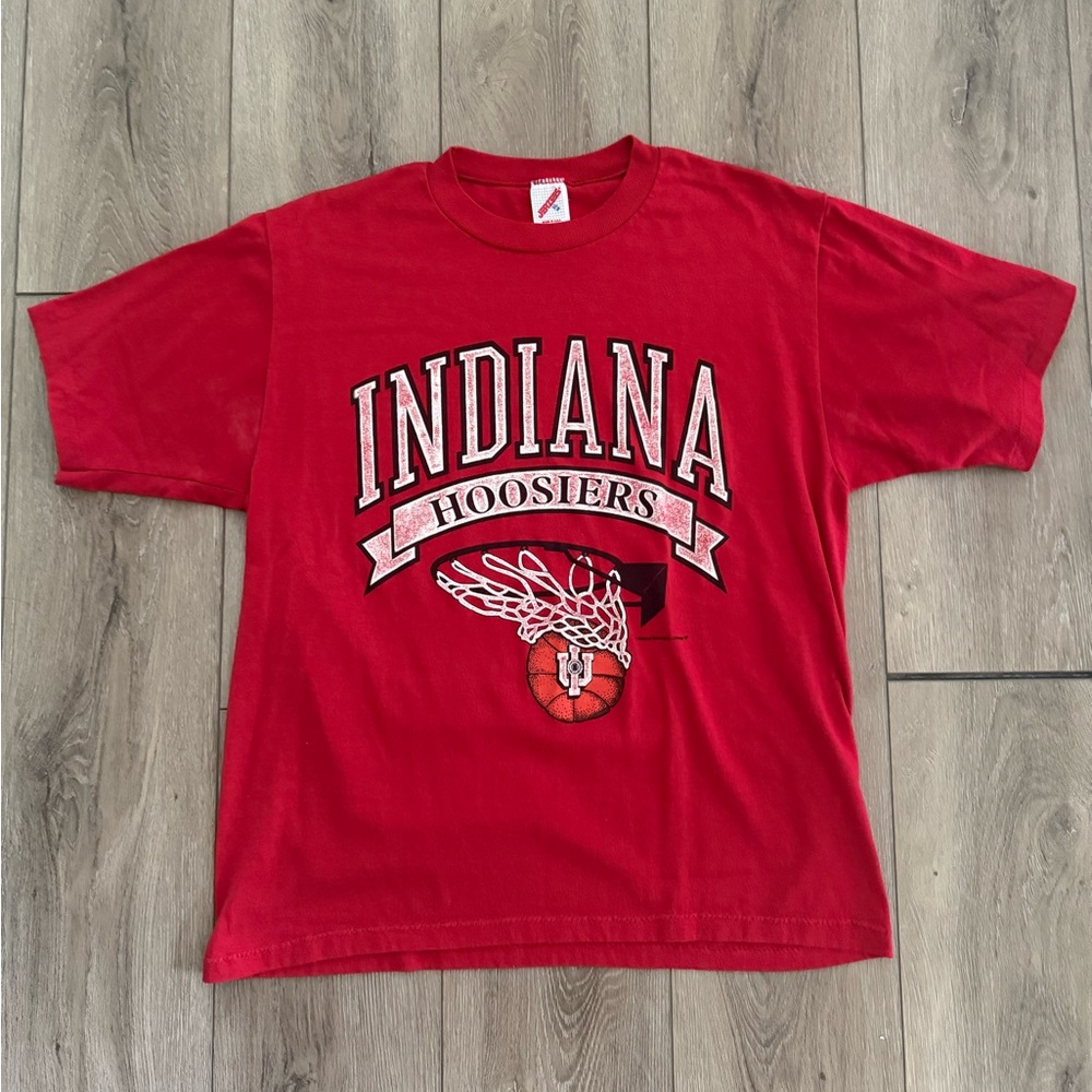 Vintage Indiana University Hoosiers T Shirt Mens XL Basketball Jerzees 80s Red